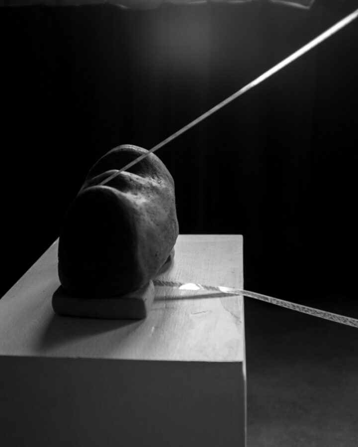 Benjamin Green 2024 Visual of Ben s film 6 B looping around one of Gabriellas sculptures